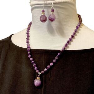 Natural Amethyst Necklace Earring Set NWT Black Friday sale!
